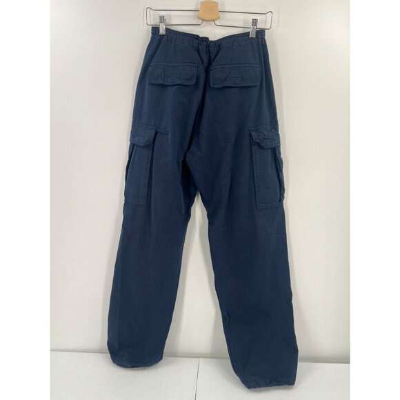 Brandy Melville Cargo Pants Navy Blue Elastic Waist Drawstring Hem Utility - Picture 8 of 10
